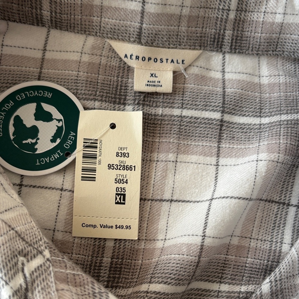 Aeropostale Relaxed Light Flannel Plaid Shirt Long Sleeve #5054 Size XL NWT - Picture 3 of 10
